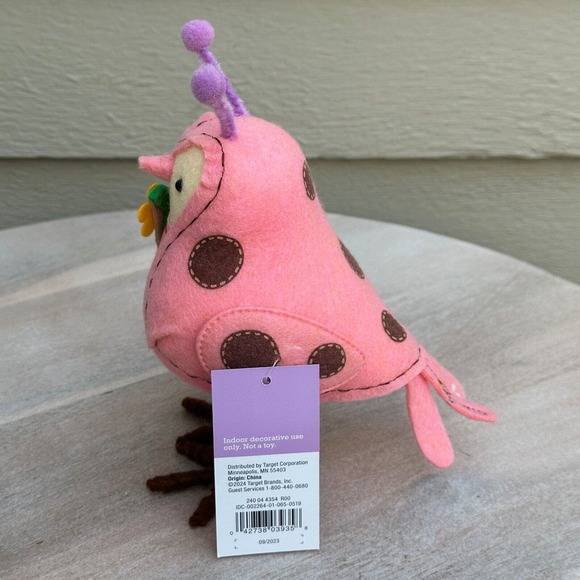 Target Spritz Easter 2024 Spring Featherly Friend Fabric Bird Decor Pink Ladybug - Picture 4 of 9